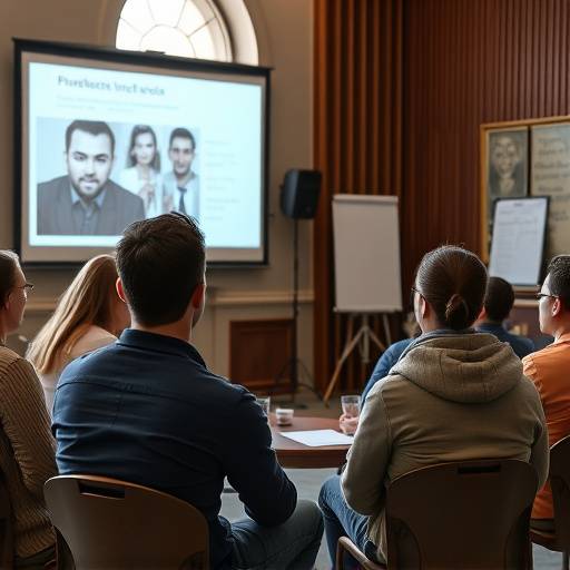 Spreker geeft les aan een kleine groep studenten.