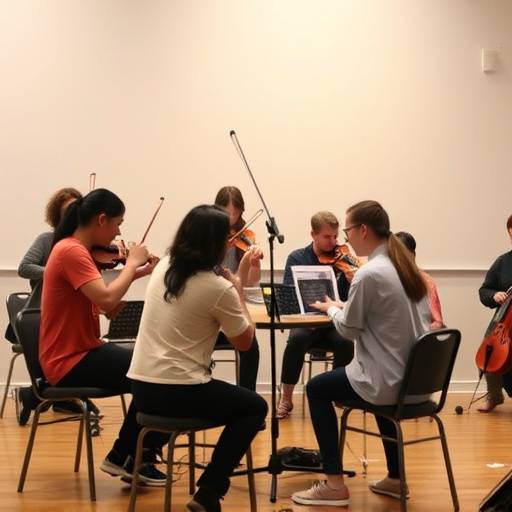 Studenten die samenwerken aan een improvisatie-oefening